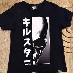 ~Killstar~ We Are The Weirdos Black Tee with White Skull & Japanese Graphic